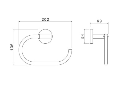 Полотенцедержатель овальный AQUATEK, матовый черный AQ4221MB ОБЕРОН