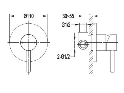Смеситель для душа скрытого монтажа OMNIRES Y Y1245CR (хром)