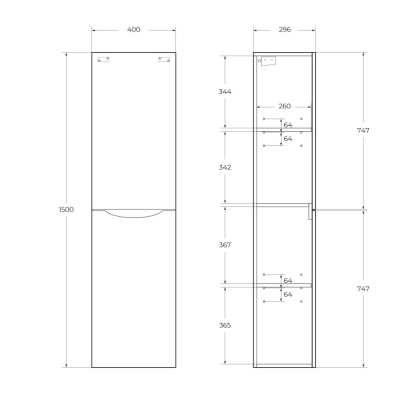 Шкаф подвесной BelBagno FLY-MARINO-1500-2A-SC-BL-P-L