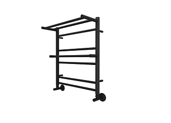 Полотенцесушитель водяной Aquatek (Акватек) Альфа П7 500х600 мм, с полкой, черный муар, подключение нижнее/диагональное, сверхпрочная пищевая нержавеющая сталь AISI 304L, гарантия 10 лет