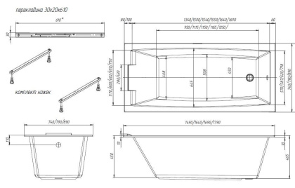 Ванна REDDY 180х80 Slim