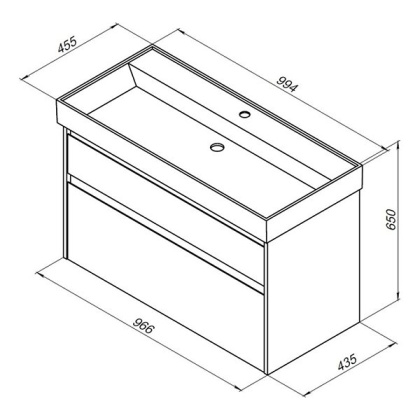 Тумба под раковину Aquanet Nova Lite 100 (SLIM SYNERGY) дуб рошелье, 2 ящика