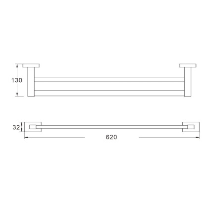 Полотенцедержатель трубчатый 2-ой, SG5627T Shevanik, Оружейная сталь