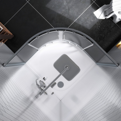 DX35WG-301-090MT Душ.огражден.Skyline Round  90х90х190, профиль мат Хром, стекло прозрачное, б/поддо