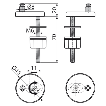 Петли с нижним монтажом, пластиковая крышка Петли с нижним монтажом, пластиковая крышка