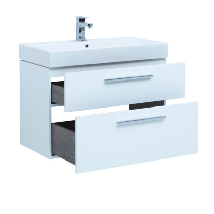 Тумба под раковину Aquanet Nova 85 белый глянец, 2 ящика