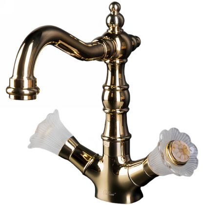 Смеситель для умывальника высокий, Camelia золото_Комплект