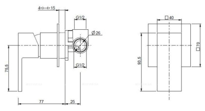 Встраиваемый однорычажный смеситель для душа Cezares UNIKA-DIM-01