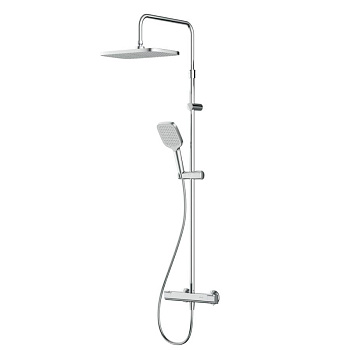 F078F400 Func, душ. система: Смеситель д/душа с ТМС, душ.штанга, верхн. душ квадр., ручн.душ, Хром