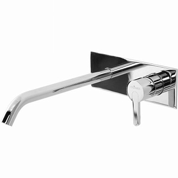 LEAF-BLI1-01-W0 Смеситель для раковины встраиваемый, однорычажный, излив и ручка на единой площадке, длина излива 23 см, исполнение хром