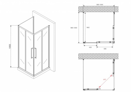 Душевой уголок ABBER Schwarzer Diamant AG02100BH-S100B