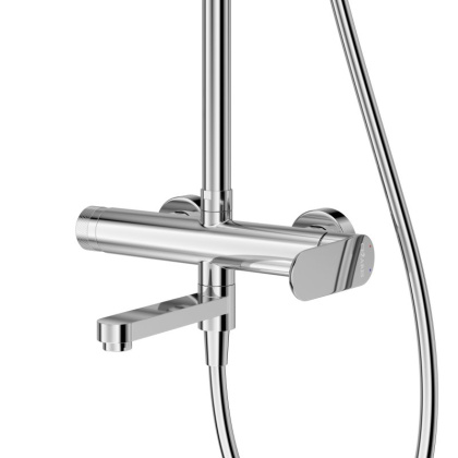 STYLUS-CVD-IN Душевая стойка со смесителем и изливом, сатин STYLUS-CVD-IN Душевая стойка со смесителем и изливом, сатин
