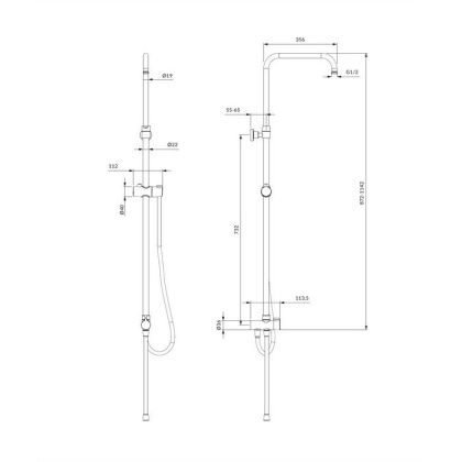 Универсальная душевая система наружного монтажа OMNIRES UN10041CR (хром)