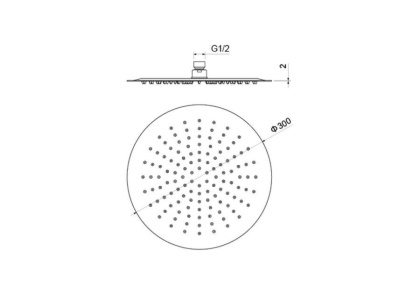 Круглый верхний душ  300*2 мм AQUATEK, матовый черный AQ2075MB 