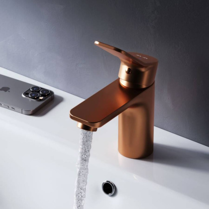 F85A02144 X-Joy, смеситель для умывальника излив 100 мм, роз. золото