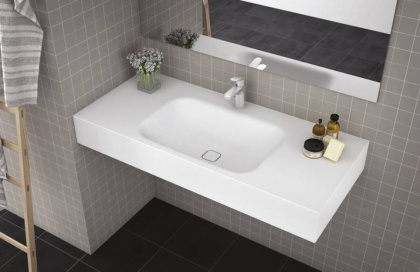 TITAN-800-LVB-SOSPESO Консольная раковина из литьевого мрамора Цвет Белый 