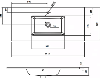 Столешница стекло 100см моноблок СЕРЕБРО поталь