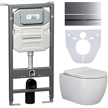 Сет 4 в 1 Инсталляция с кнопкой+унитаз+шумоизоляция