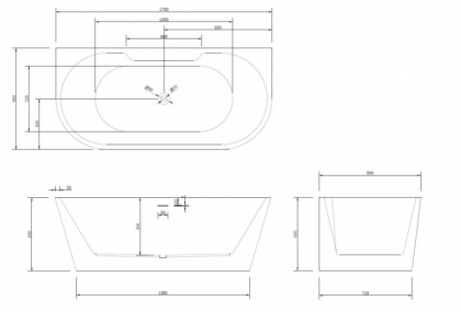 Акриловая ванна Abber 170х80 AB9296-1.7