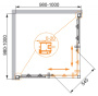ANIMA-W-A-2-90-C-Cr Душевой уголок Условные размеры, мм:900х900х2000 Габариты с диапазоном регулировок, мм:(880-900)х(880-900)х2000 Ширина входа, мм:495 