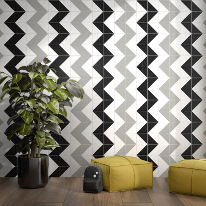 Керамический декор AZ\B008\5009 Теорема белый, серый (20см*20см*6,9мм) (10шт/0,4м2) Теорема 4, шт.