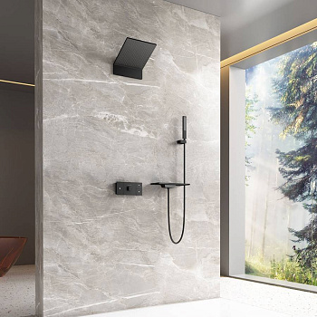 Душевой комплект Futura VSFW-2F11TMB термостатический встраиваемый, 3 режима, черный