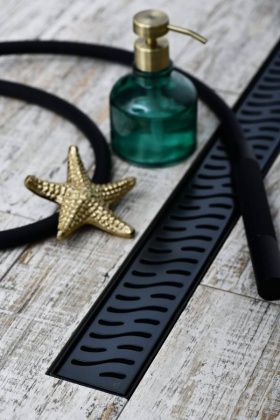 Душевой лоток 35 см Creto Zigzag CRE-350 ZB с решеткой, черный Душевой лоток 35 см Creto Zigzag CRE-350 ZB с решеткой, черный