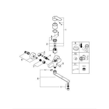 Смеситель Grohe Eurosmart 2021 для ванны и раковины, 23992003 Смеситель Grohe Eurosmart 2021 для ванны и раковины, 23992003