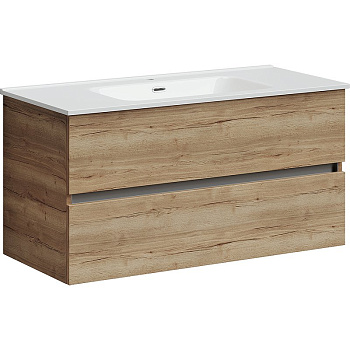 Тумба подвесная SANCOS Urban 990х450х550, c двумя ящиками оснащенными доводчиками, дуб галифакс натуральный , арт. UR100EG