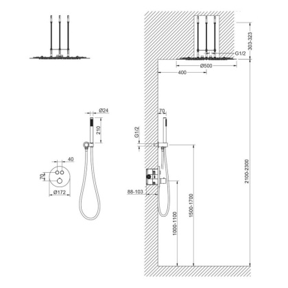 Душевая система Timo Saona SX-2370/00SM скрытого монтажа, с термостатом, хром