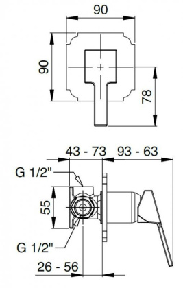 LEGEND-DIM-03/24 Встраиваемый однорычажный смеситель для душа, золото