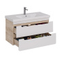 Тумба Lemark OLIVIA 100см под 1 раковину, подвесная, 2 ящика, цвет корпуса: Дуб кантри, цвет фасада: Белый глянец Тумба Lemark OLIVIA 100см под 1 раковину, подвесная, 2 ящика, цвет корпуса: Дуб кантри, цвет фасада: Белый глянец