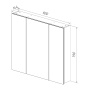 Шкаф зеркальный Lemark UNIVERSAL 90х80см 3-х дверный, цвет корпуса: Белый глянец