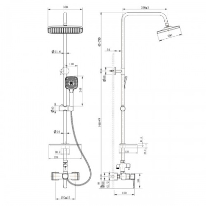 Смеситель Lemark Evitta LM0560C для душа с регулируемой высотой штанги