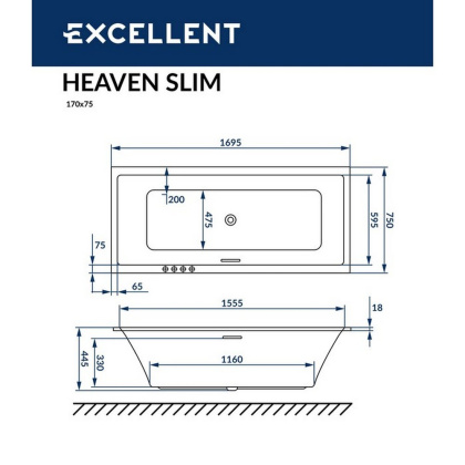 Ванна EXCELLENT Heaven Slim 170x75 "ULTRA" (бронза) Ванна EXCELLENT Heaven Slim 170x75 "ULTRA" (бронза)