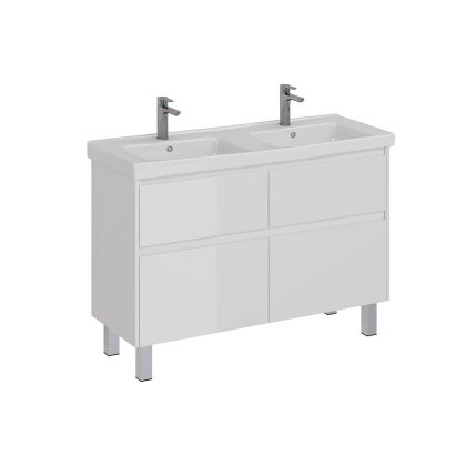 Тумба Lemark COMBI 125см под 2 раковины, подвесная/напольная,4 ящика, цвет корпуса, фасада: Белый глянец Тумба Lemark COMBI 125см под 2 раковины, подвесная/напольная,4 ящика, цвет корпуса, фасада: Белый глянец