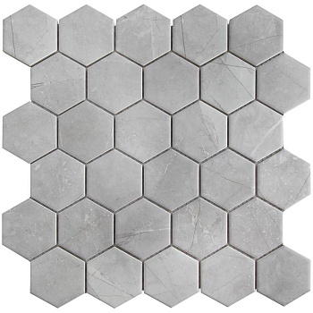 Керамическая мозаика, Hexagon Small Marble Grey Matt 51x59, Geometry
