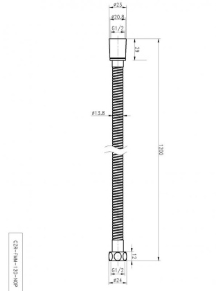 CZR-FMM-120-01 Гибкий шланг металлизированный, длина 1,2 м, хром CZR-FMM-120-01 Гибкий шланг металлизированный, длина 1,2 м, хром