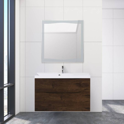 Тумба с раковиной подвесная BelBagno MARINO-H60 100 Rovere Moro, раковина белая