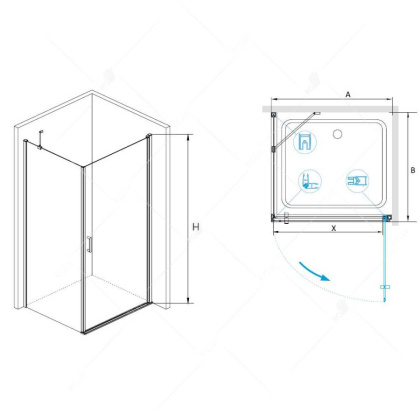 Душевой уголок RGW LE-34, 06123482-11, 80 х 120 x 195 см, дверь распашная, стекло прозрачное, хром
