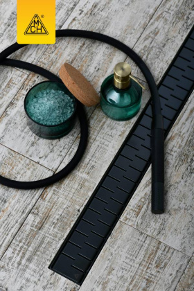 Душевой лоток 35 см Creto Snake CRE-350 SB с решеткой, черный Душевой лоток 35 см Creto Snake CRE-350 SB с решеткой, черный