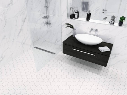 Противоскользящая мозаика, Hexagon Big White Antislip 95x110, Non-Slip