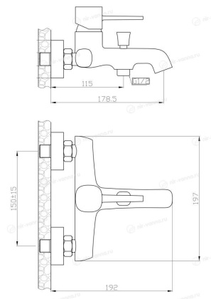 Смеситель для ванны/душа Orange Karl M05-100b матовый черный Смеситель для ванны/душа Orange Karl M05-100b матовый черный