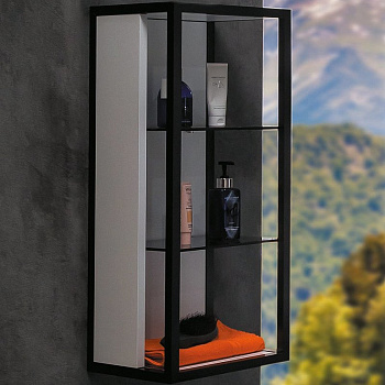 Пенал LOFT низкий белый, полки стекло 895-W Boheme