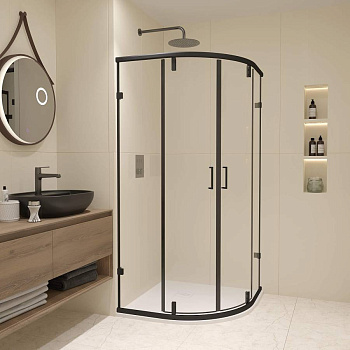 Душевой уголок  90*90*185 RGW CL-55-B Полукруг/Чёрный/Прозрачное/6 мм