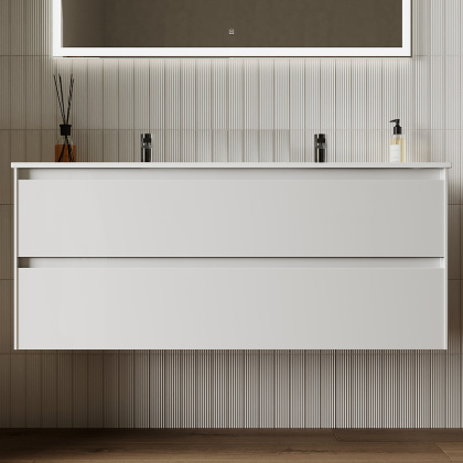 Тумба подвесная SANCOS Cento 1190х450х500, c двумя ящиками оснащенными доводчиками, белый глянец, арт. CN120-2W Тумба подвесная SANCOS Cento 1190х450х500, c двумя ящиками оснащенными доводчиками, белый глянец, арт. CN120-2W