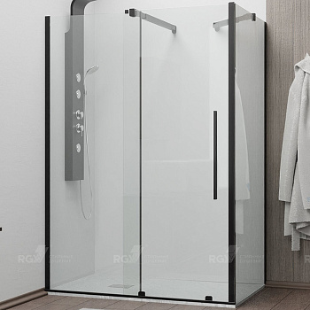 Душевой уголок 100* 90*195 RGW TO-48B (TO-18B + Z-18B) Прямоуг./Чёрный/Прозрачное/6 мм (Easy)