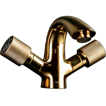 Смеситель для умывальника ROYAL CRYSTAL Black, золото_Комплект