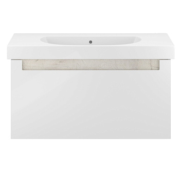 Тумба BUONGIORNO PLUS подвесная с ящиками 100, белая глянцевая-дуб Кантри BGP.100.1+1\WHT