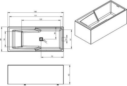Акриловая ванна Riho Still Shower 180x80